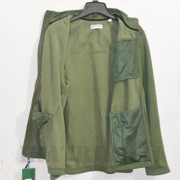 Green NWT Orvis men's bonded mesh fleece full zip jacket - Picture 4 of 7
